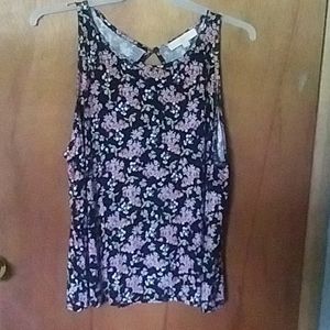 Nwt XL Loft tank black floral pink